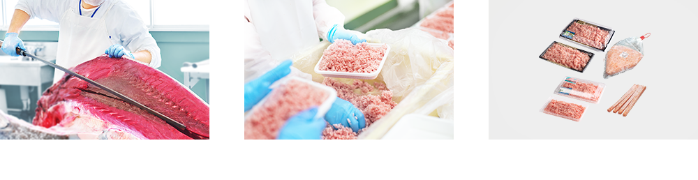 仕入れたまぐろを衛生管理された設備での解体